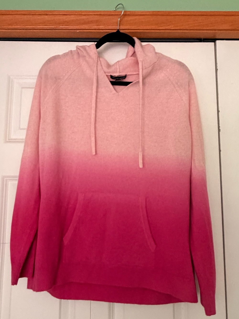 Saks Fifth Avenue 100% Cashmere Pink Ombré Hooded Sweater XL